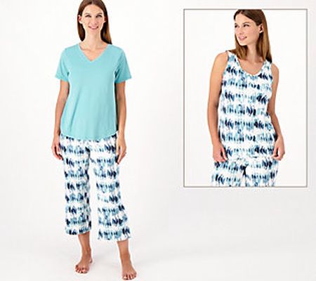 As Is Anybody Lush Jersey 3-Piece Tee & Tank PJ Set