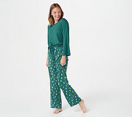 As Is AnyBody Petite Brushed Jersey Bell Sl.Printed PJ Set