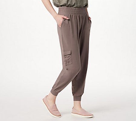 As Is AnyBody Petite Cozy Knit Cargo Jogger Pant