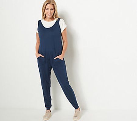 As Is Anybody Petite Cozy Knit Jumpsuit & Tee Layering Set