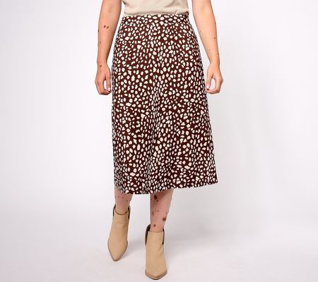 As Is AnyBody Petite Pull-On Printed Midi skirt