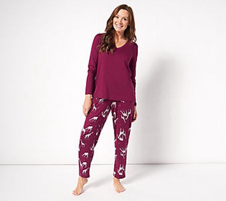 As Is Anybody Regular Brushed Jersey Top and Print Pant Set