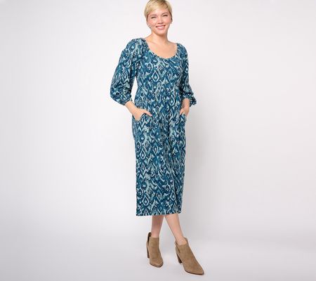 As Is AnyBody Regular Daydreamer Knit Printed Dress w/ Smock