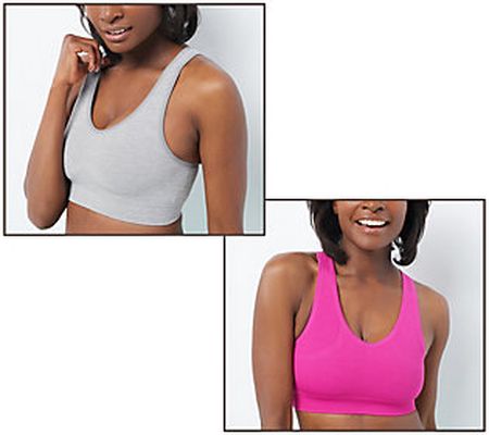 As Is AnyBody Rib Knit Seamless Cozy Lounge Bralette s/2