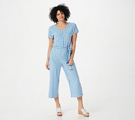 As Is AnyBody Textured Knit Tie Front Jumpsuit