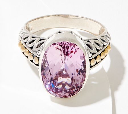 As Is Artisan Crafted Sterling Silver & 18K Kunzite Ring