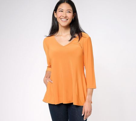 As Is Attitudes by Renee Como Jersey Double V-Neck Top