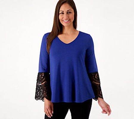 As Is Attitudes by Renee French Terry Lace Sleeve Tunic