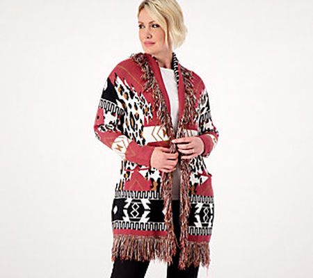 As Is Attitudes by Renee Global Illusions Fringe Cardigan