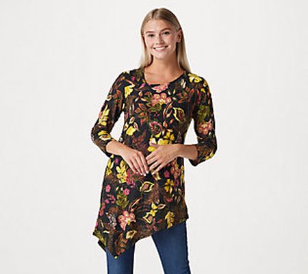 As Is Attitudes by Renee Petite Asymmetric Jacquard Tunic