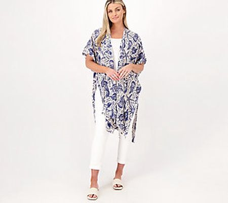 As Is Attitudes by Renee Petite Printed Open Front Cardigan