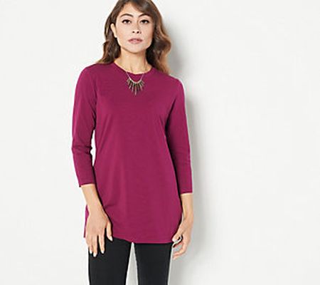 As Is Attitudes by Renee Washed Cotton Jersey Crew Neck Top