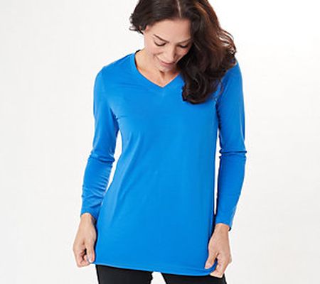 As Is Attitudes by Renee Washed Cotton Jersey V-Neck Top