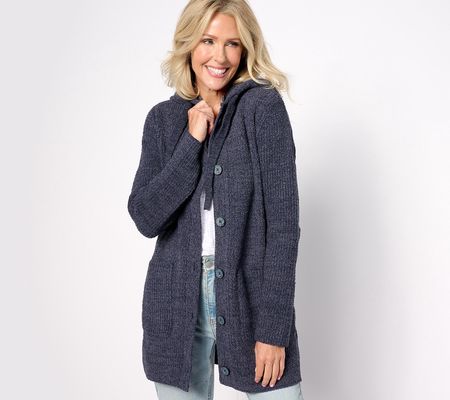 As Is Barefoot Dreams CozyChic Button Up Hooded Coat