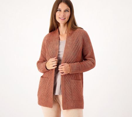 As Is Barefoot Dreams CozyChic Directional RibbedCardigan
