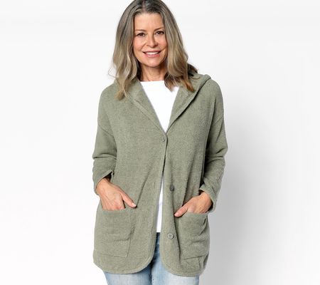 As Is Barefoot Dreams CozyChic Lite Curve HemHooded Jacket
