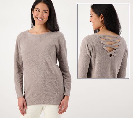 As Is Barefoot Dreams CozyChic Lite Lace-Up Pullover