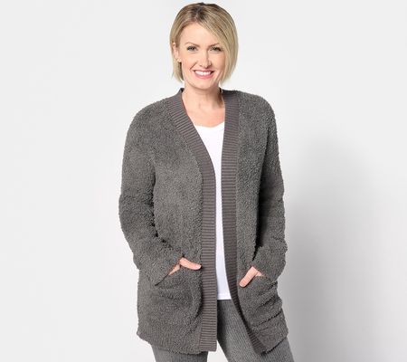 As Is Barefoot Dreams CozyChic Ribbed Knit Trim Cardigan