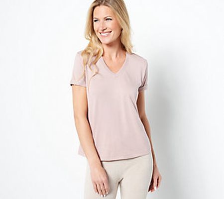 As Is Barefoot Dreams Malibu Collection Pima Modal V-NeckTee