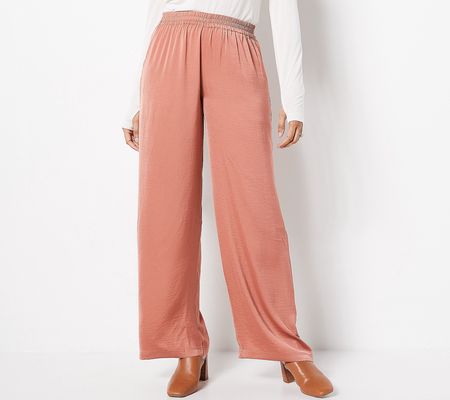 As Is Barefoot Dreams Washed Poly Satin Wide Leg Pants
