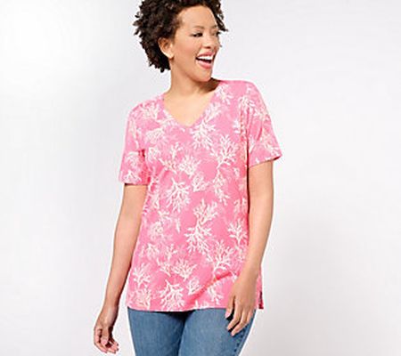 As Is Belle Beach by Kim Gravel Knit Coastal Coral V-Nk Top