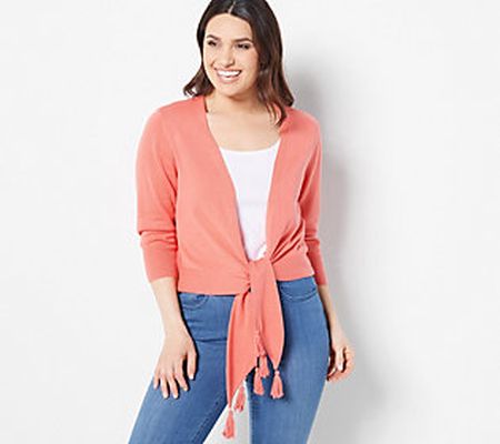 As Is Belle Beach by Kim Gravel Sweater Shrug with Tassels