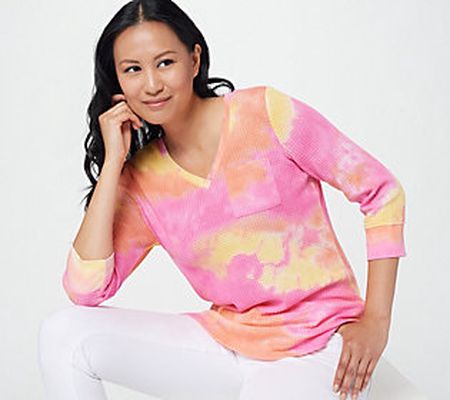 As Is Belle by Kim Gravel 3/4 Sleeve Waffle Knit V-Neck Top