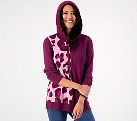 As Is Belle by Kim Gravel Animal Color Block Hooded Sweater