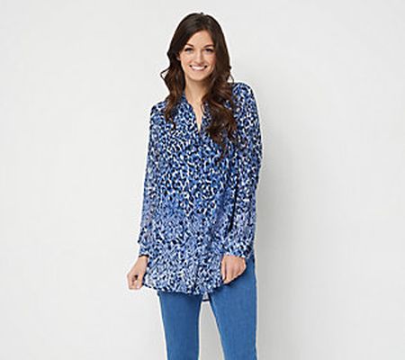 As Is Belle by Kim Gravel Animal Print Button Front Blouse