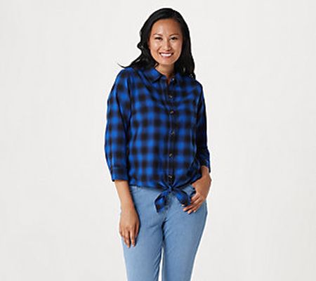 As Is Belle by Kim Gravel Button & Tie Front Plaid Top
