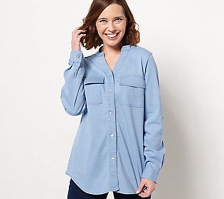 As Is Belle by Kim Gravel Button Front Utility Blouse