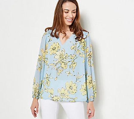 As Is Belle by Kim Gravel Chiffon Overlay Blouson Blouse