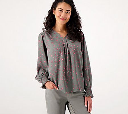 As Is Belle by Kim Gravel Confetti Print Blouse w/Smock