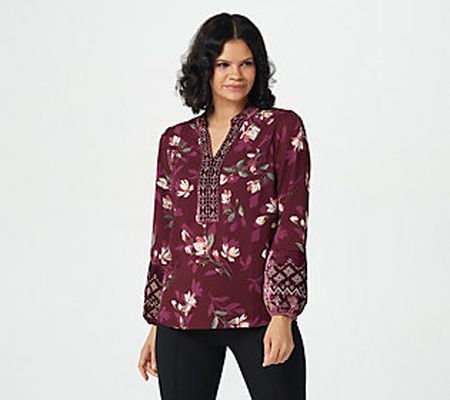 As Is Belle by Kim Gravel Fall Magnolia Print Blouse