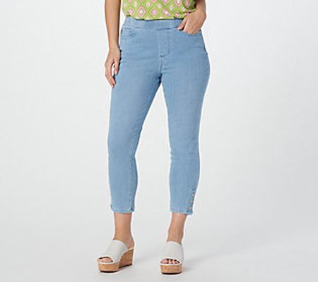 As Is Belle by Kim Gravel Flexibelle Cropped Jeans with Snap