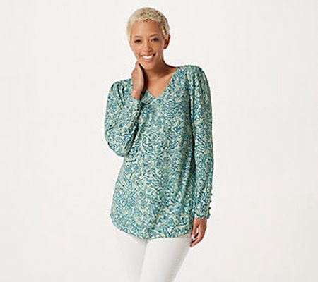 As Is Belle by Kim Gravel Floral Scroll Print Blouse