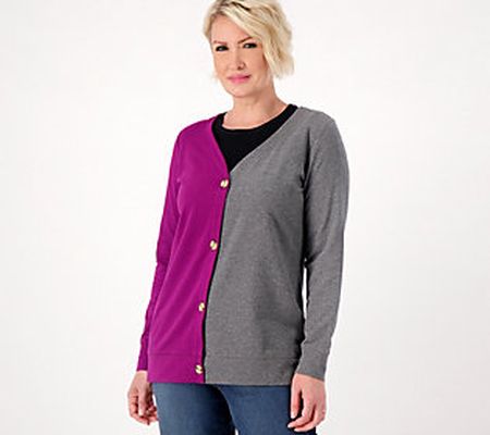 As Is Belle by Kim Gravel French Terry Split Color Cardigan