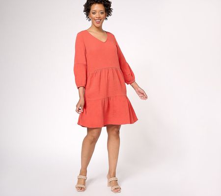 As Is Belle by Kim Gravel Gauze Tiered V-Neck Dress