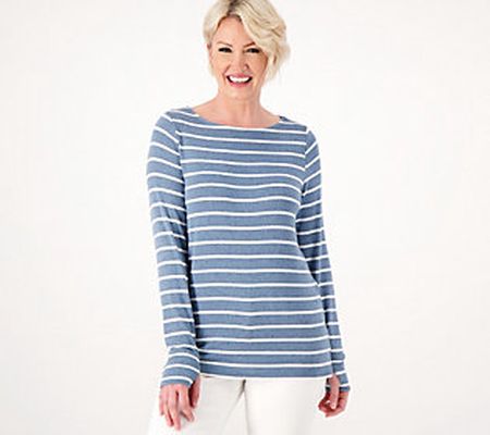 As Is Belle by Kim Gravel Heathered Brushed Knit StripedTop