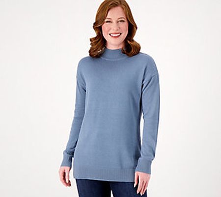 As Is Belle by Kim Gravel High Low Mock Neck Tunic Sweater