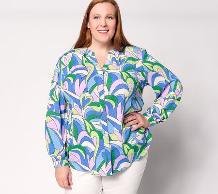 As Is Belle by Kim Gravel Mod Amore Split V-Neck Blouse