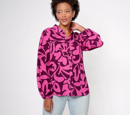 As Is Belle by Kim Gravel Modern Abstract Button Blouse