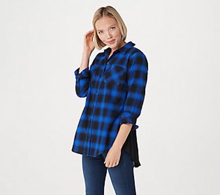 As Is Belle by Kim Gravel Ombre Plaid Woven Shirt