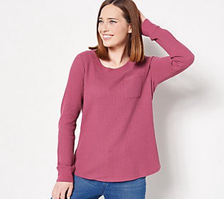 As Is Belle by Kim Gravel One Pocket Waffle Long Sleeve Top