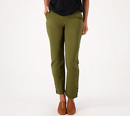 As Is Belle by Kim Gravel Petite Ponte Ankle Pant w/SnapDetl