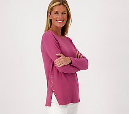 As Is Belle by Kim Gravel Ribbed Knit Side Button Tunic