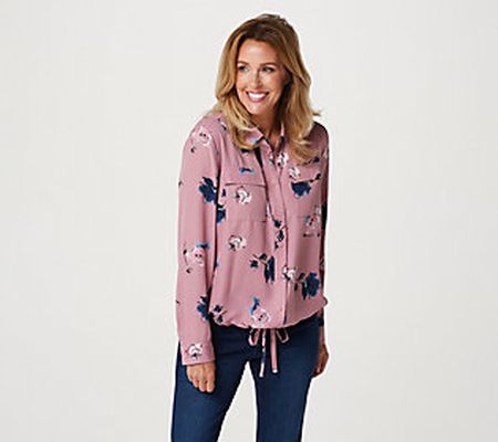 As Is Belle by Kim Gravel Sketchy Floral Tie Front Blouse