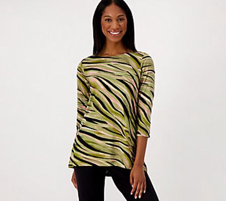 As Is Belle by Kim Gravel Tiger Print 3/4 Sl. Knit Top