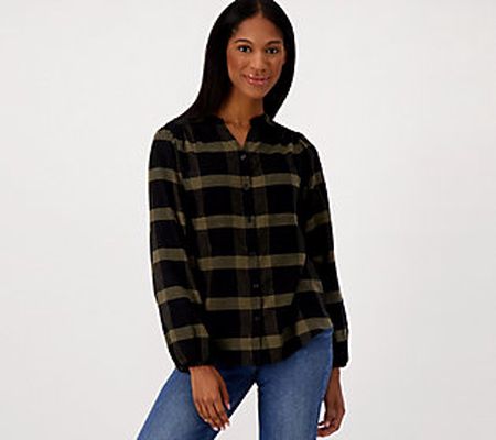 As Is Belle by Kim Gravel Time to Shine Plaid ButtonFront Top