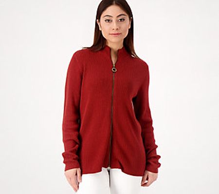 As Is Belle by Kim Gravel Zip-Front Ribbed CardiganSweater